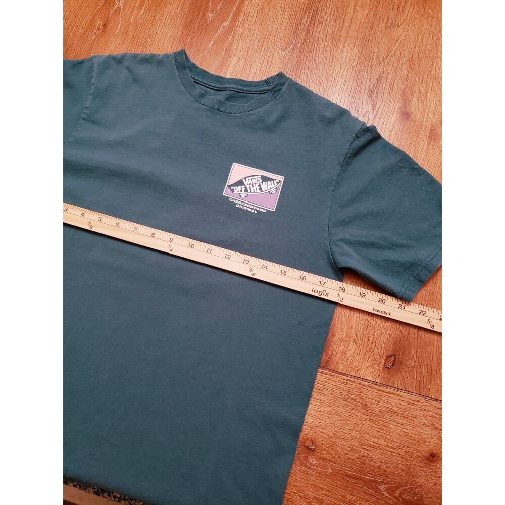 Vans Kids T-Shirt XL Sea Gray Blue Off The Wall Skateboard Double Sided Graphic - Picture 6 of 7